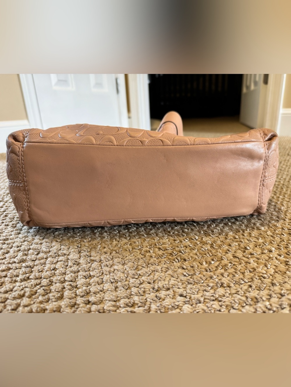 Coach Sand/Taupe/Light Pink Embossed Signature Shoulder Tote w/ Matching Wallet - Picture 6 of 6